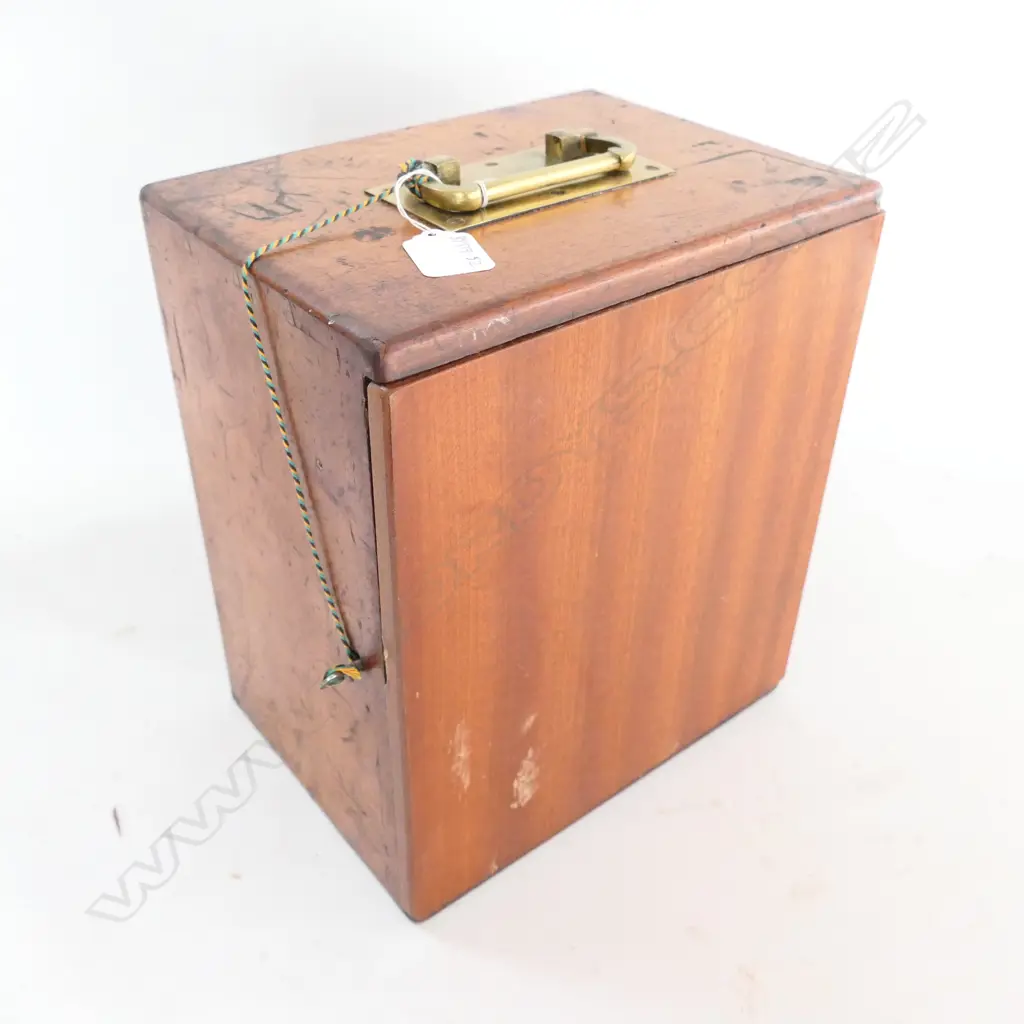 BRASS MONOCULAR MICROSCOPE by JAMES PARKES & SON, B'HAM  w VARIOUS LENSES (CASE w REPLACED DOOR) Image 1++